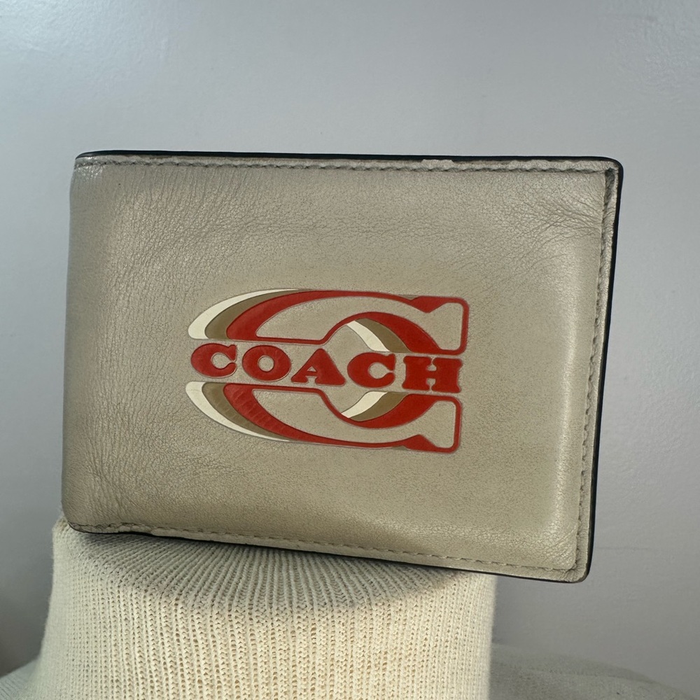 Coach Leather Wallet Mens in Gray and Red